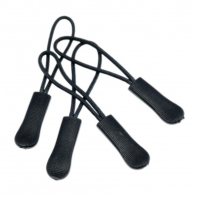 Conjunto de puxadores de fecho éclair pretos com cordão flexível