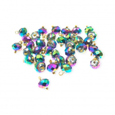 Pérolas facetadas pequenas multicoloridas com argolas douradas