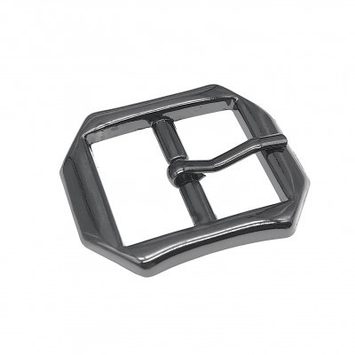 Fivela metálica cinza escuro octogonal com design simples