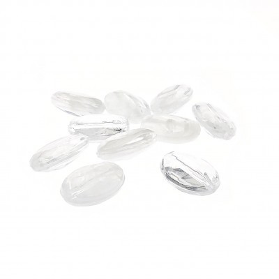 Contas ovais transparentes de vidro com facetas