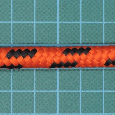 Cordão trançado laranja e preto com padrão em zigzag