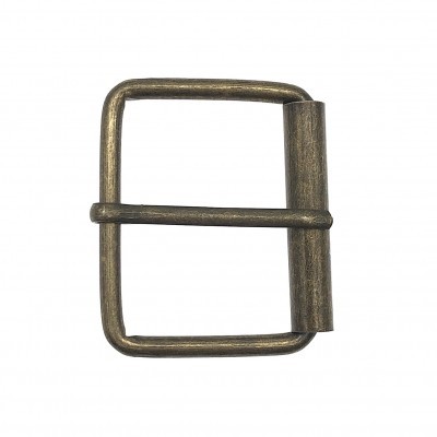 Fivela quadrada metálica bronze envelhecido com barra central