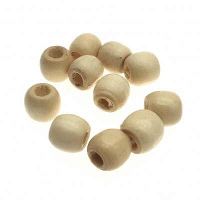 Contas de madeira natural clara com furo central