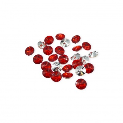 Cristais decorativos vermelhos redondos com facetas