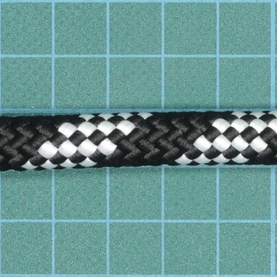 Corda trançada preta com padrão branco e cinza