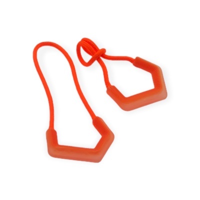Puxadores de zíper vermelhos com corda elástica e borracha trapezoidal