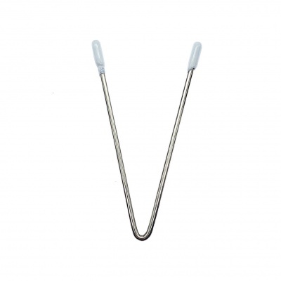 Pega de aço inoxidável com pontas de plástico branco em formato de V