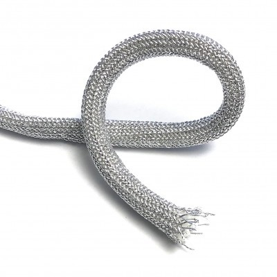 Cabo trançado prateado com pontas abertas