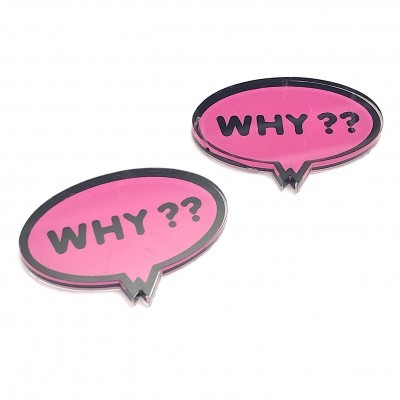 Autocolantes acrílicos em forma de balão de fala rosa com texto preto