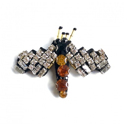 Broche abelha com pedras brilhantes e cristais