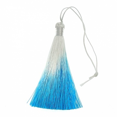 Tassel branco e azul com cordão cinza