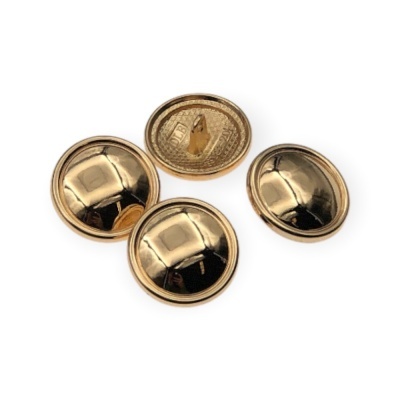 Quatro botões metálicos dourados brilhantes com pino para costura