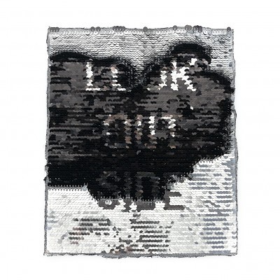 Painel retangular com lantejoulas reversíveis preto e branco