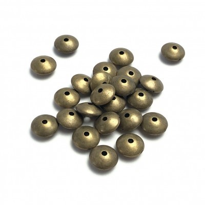 Contas metálicas arredondadas cor bronze com furo central