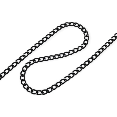 Corrente preta de metal com elos ovalados brilhantes