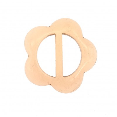 Fivela dourada em forma de flor com cinco pétalas