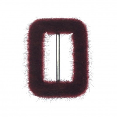 Fivela retangular peluda vermelha com barra metálica