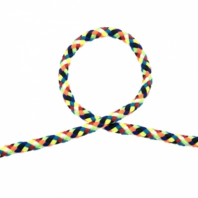 Corda trançada colorida em laço sobre fundo branco