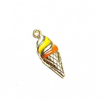 Pendentes em forma de gelado colorido com cone dourado