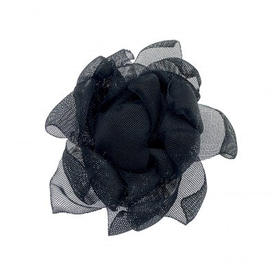 Flor artificial preta de tecido de malha com várias camadas