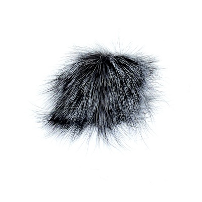 Pompom de pêlo sintético preto com pontas brancas