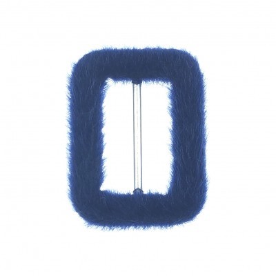 Fivela retangular azul escura forrada a pelo