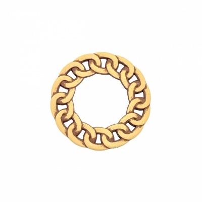 Argola circular dourada em forma de corrente entrelaçada