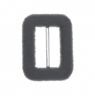 Fivela retangular cinzenta felpuda com barra metálica