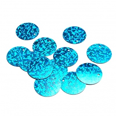 Dez discos redondos azuis metálicos brilhantes sobre fundo branco