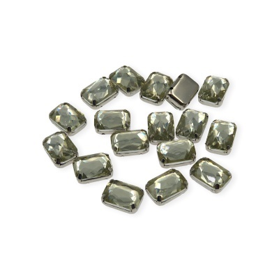 Chatons retangulares em vidro transparente com montagem prateada