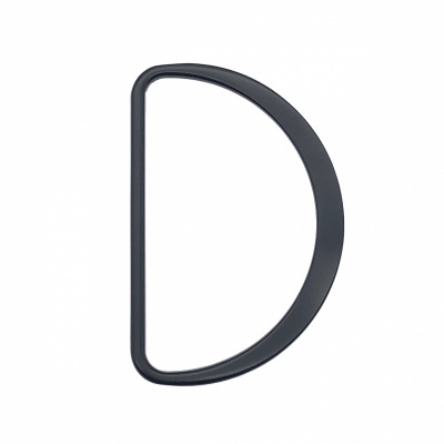 Fecho em forma de 'D' preto em fundo branco