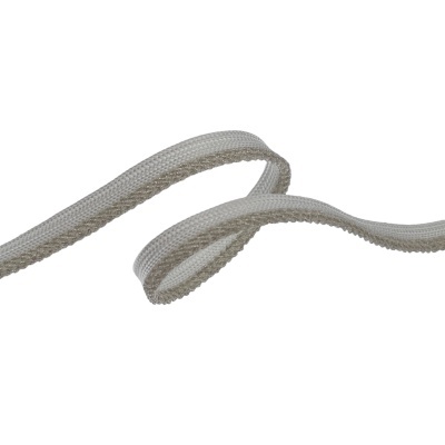 Fita decorativa têxtil bege claro com textura entrelaçada