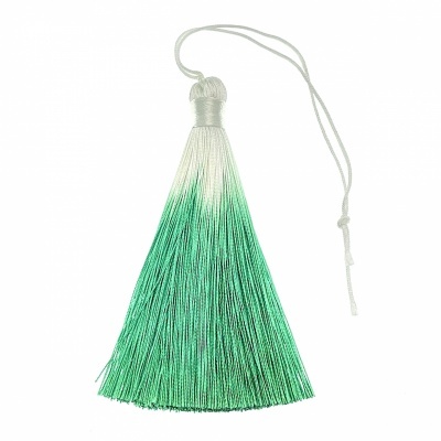 Franja decorativa branca e verde com cordão para pendurar