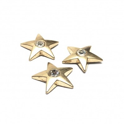 Botões estrela dourada com brilhantes centrais sobre fundo branco