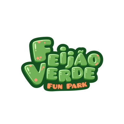 Logotipo Feijão Verde Fun Park com texto colorido