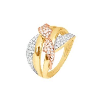 Anel entrelaçado em ouro com cristais brilhantes