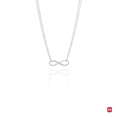 Colar prateado com pendente de infinito e cristais