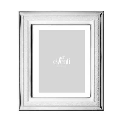 Moldura de fotografia prateada com textura decorativa e espaço para foto