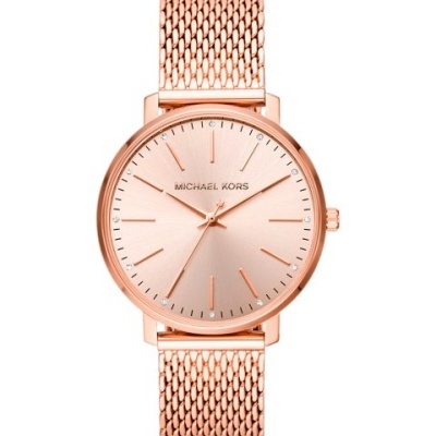 Relógio rosa dourado Michael Kors com bracelete entramado