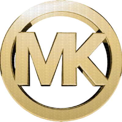 Emblema dourado com letras MK