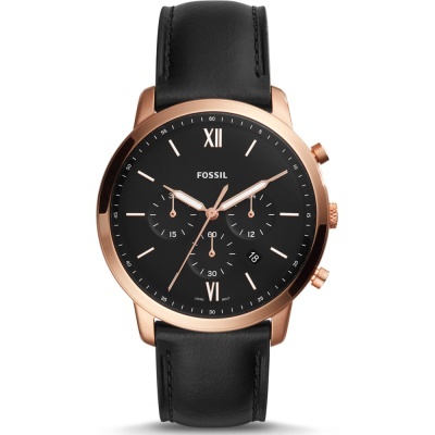 Relógio de pulso masculino FOSSIL com mostrador preto e bracelete de couro preta