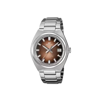 Relógio de pulso Casio Edifice com mostrador castanho e bracelete de aço prateado