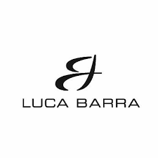 Logótipo preto da marca LUCA BARRA com ícone num fundo branco