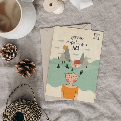 Cartão ilustrado com texto 