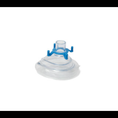 Máscara facial plástica transparente com fixadores azuis