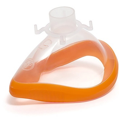 Máscara de oxigénio médica transparente com borda laranja