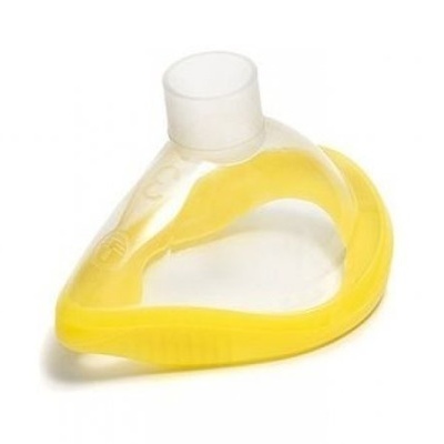 Máscara facial médica em silicone com borda amarela