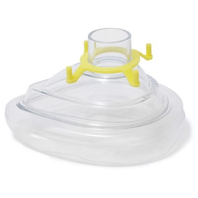 Máscara transparente para ventilação manual com anel amarelo