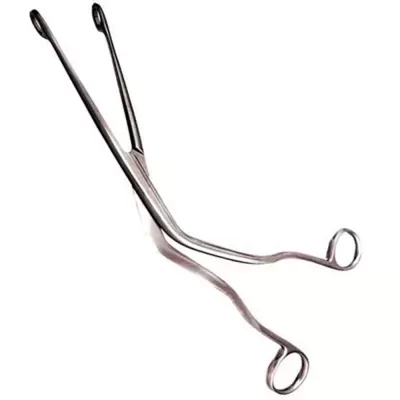 Pinça de metal cromado com dois anéis para os dedos