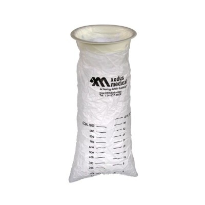 Saco clínico branco translúcido com graduação e bordo plástico rígido